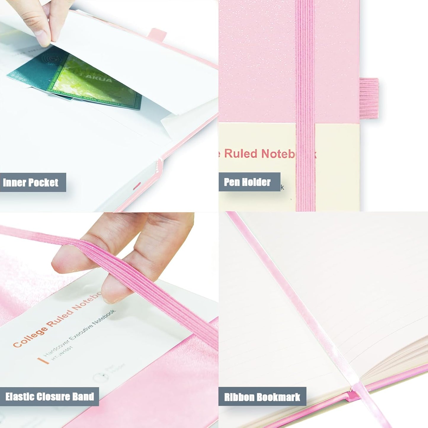 Hardcover Notebooks, A5 Lined Journals Notebook for Writing 160 Pages, 8.2 x 5.5 inch, Classic Ruled Notebooks for College/Work/Travel (Pink, 1 Pack)