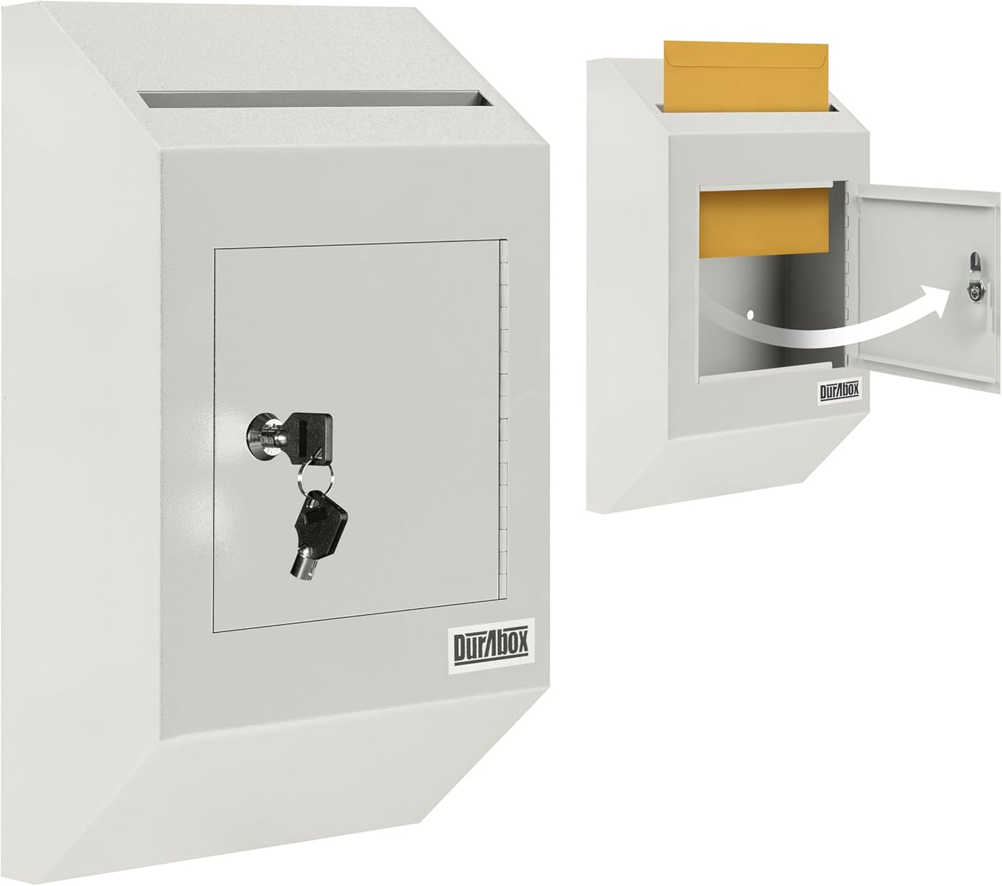 Drop Box Deposit Safe 10 x 4 x 16” Heavy Duty Steel with Slim Profile Wall Mailbox with Wide Deposit Slot for Letters, Documents Checks and Cash for Home, Office & Commercial (W300) (Gray)