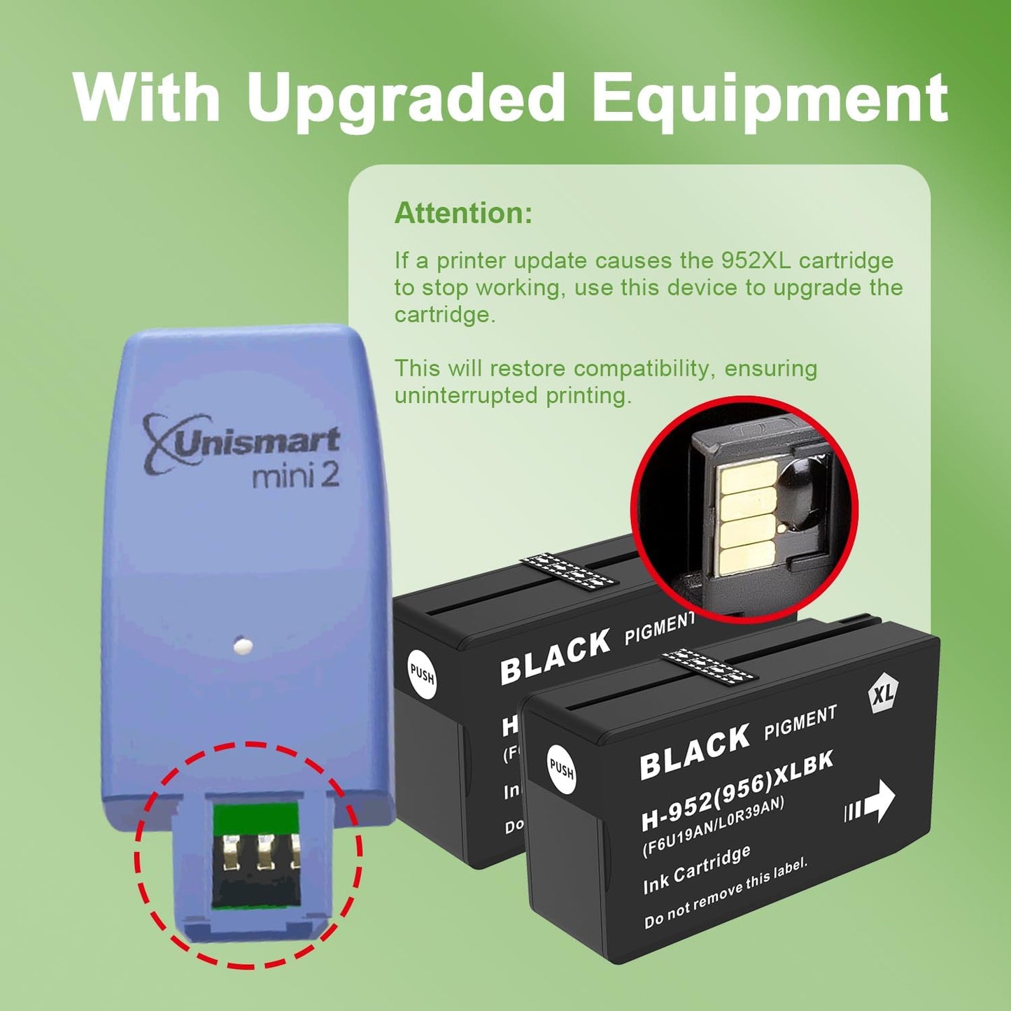 952XL Black Ink Cartridges with Upgrade Device Replacement for HP 952XL Black Ink Cartridges for HP Officejet Pro 7740 8720 8710 8210 8715 8740 8702 8730 8725 Printers (952XL BK High-Yield 2 Packs)