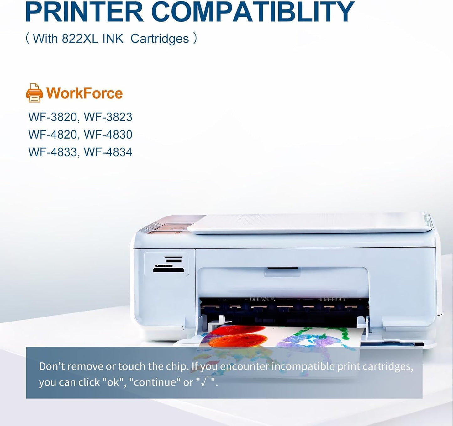 822XL Ink Cartridges Combo Pack Remanufactured Replacement for Epson 822XL Ink Cartridges 822XL Work for Epson WF-3820 Printer WF-4820 WF-4830 WF-4833 WF-3823 WF-4834 (5 Pack)