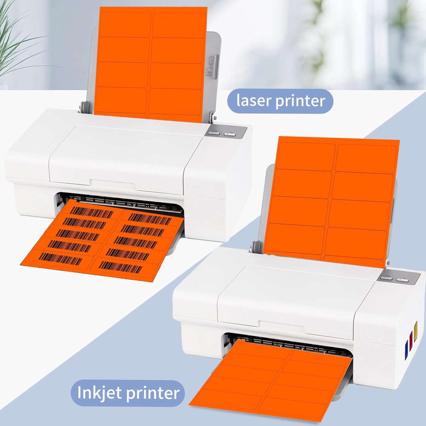 Shipping Labels Stickers, 2"×4" Printable Mailing Label for Laser/Inkjet Printing- Matte, Permanent Adhesive Labels Stickers (Fluorescent Orange)