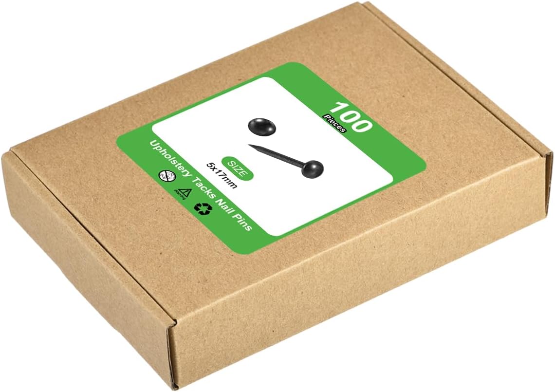 uxcell Upholstery Tacks Nail Pins Furniture, 100Pcs 5x17mm Thumb Tack Pins Assortment Kit Carbon Steel for Home Sofa DIY Decorative Nail Heads Nails, Black