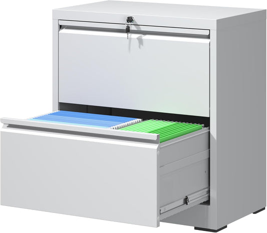 Locking Filing Cabinet with 2 Drawer Heavy Duty Large Metal Cabinets Home Office Lateral File Cabinets Wide Steel Cabinet for Legal/Letter Size File,Assembly Required