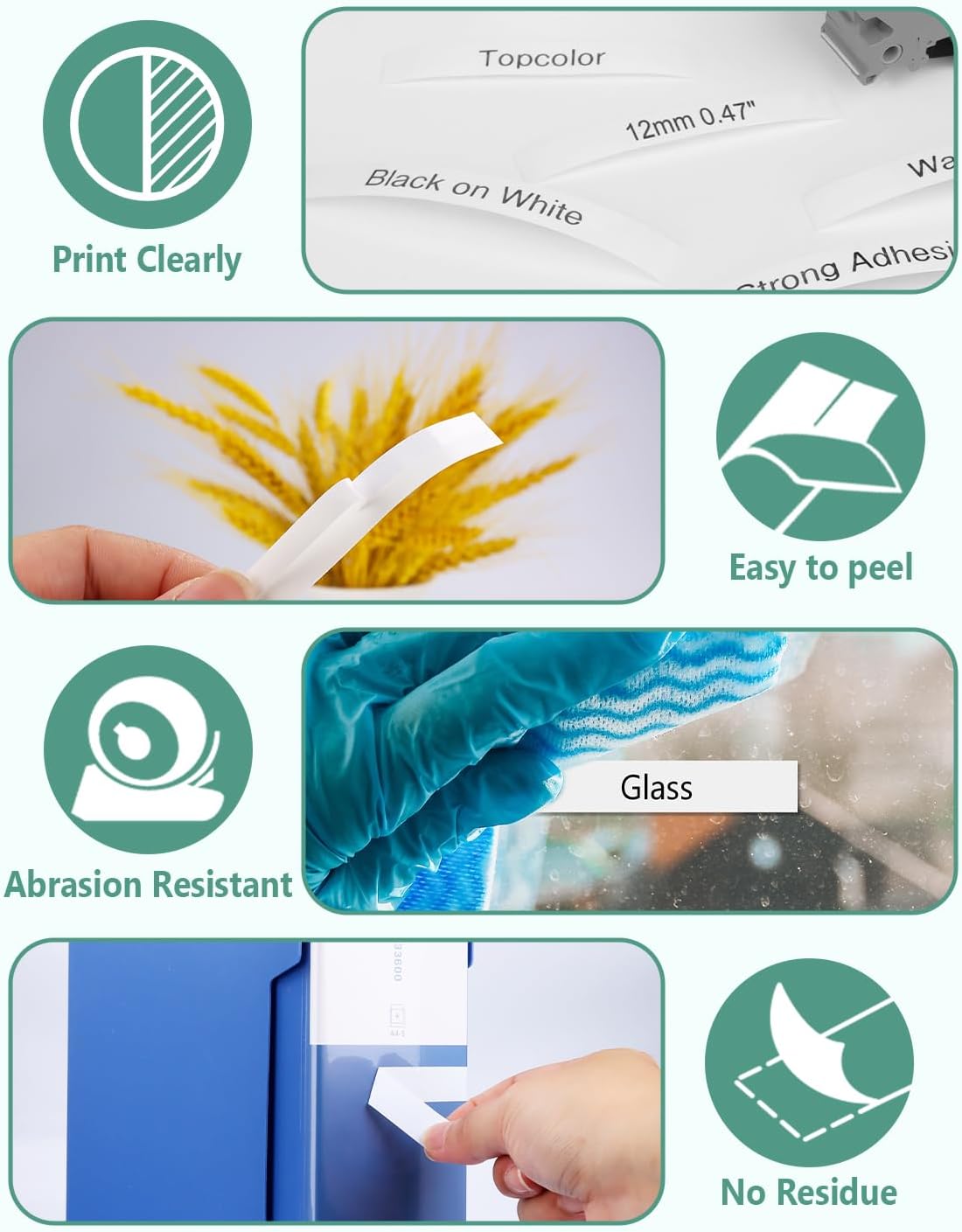 6-Pack Tze231 12mm Label Maker Tape Compatible for Brother P Touch Label Tape 12mm 0.47 White Tze-231 Tz231 Tze Tz 12mm 1/2" Laminated White for PT-D210 PT-D202 PT-D220 PT-D410 PTD600 PTD400