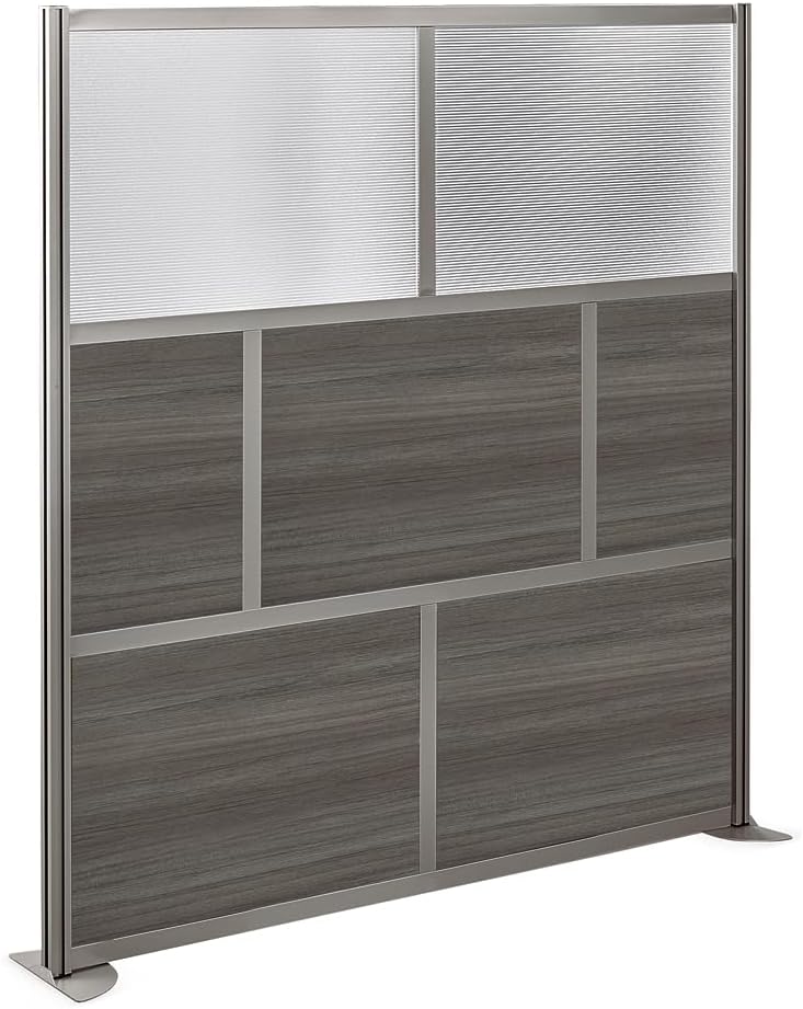 NBF Office Partitions - Cubicle Privacy Panel Wall Divider - Modern Room Separator with Quick Assembly - Indoor Laminate Free Standing Portable Room Divider Panel - 76" H x 72" W (Espresso, Warm Ash)