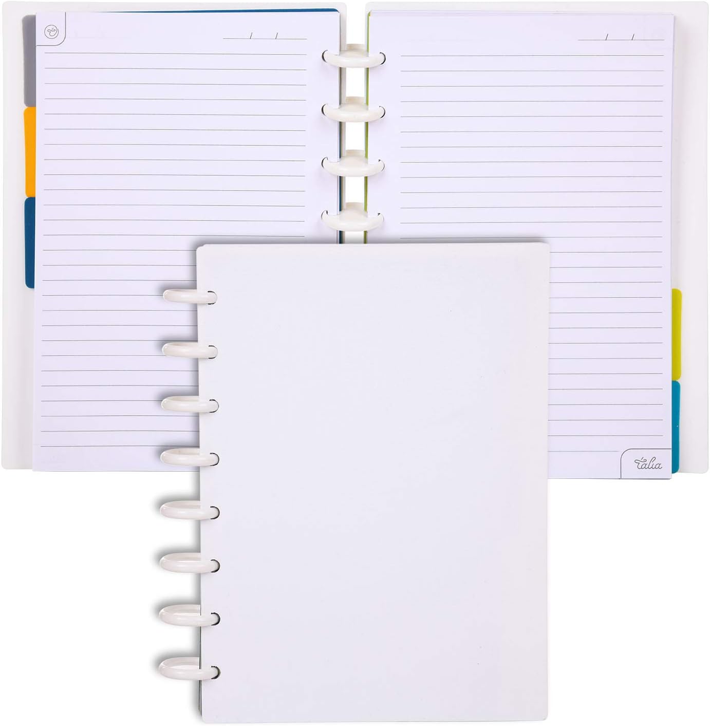 Talia Discbound Notebooks, Planner, Customizable, (White, Junior (5.5in x 8.5in))