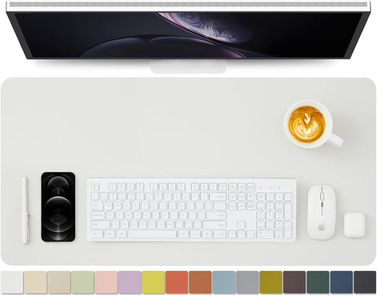 Leather Desk Mat - Non-Slip PU Desk Pad for Office and Home - Desk Organization and Accessories - Ideal for Large Mouse Pad and Desk Mats on Top of Desks (White,31.5"x 15.7")
