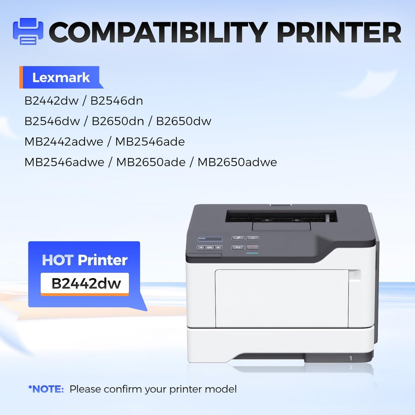 B241H00 Toner Cartridge Black with chip High Yield Replacement Compatible for Lexmark B241H00 B2442dw B2546dn B2546dw B2650dn B2650dw MB2442adwe MB2546ade MB2546adwe MB2650ade MB2650adwe Laser Printer