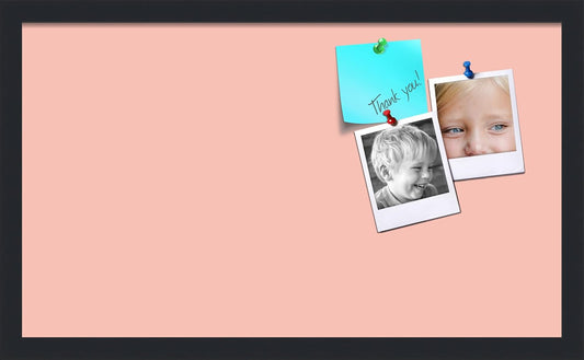 PinPix 24x14 Inch Cork Bulletin Board. This Decorative Framed Pin Board Comes with Pink Pastel Design and a Satin Black Frame. Ideal for Home Office Decor or Message Board (PinPix-1813)