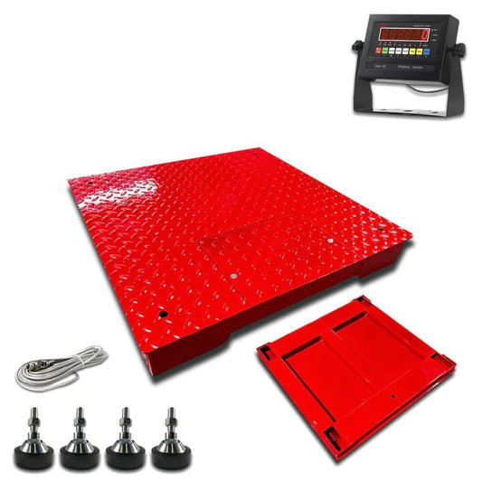 Liberty LS-800-3x3 NTEP Certified (Legal for Trade) Heavy Duty Industrial Floor Scale | 36" x 36" | Capacity of 2,500 lbs x 0.5 lb Red