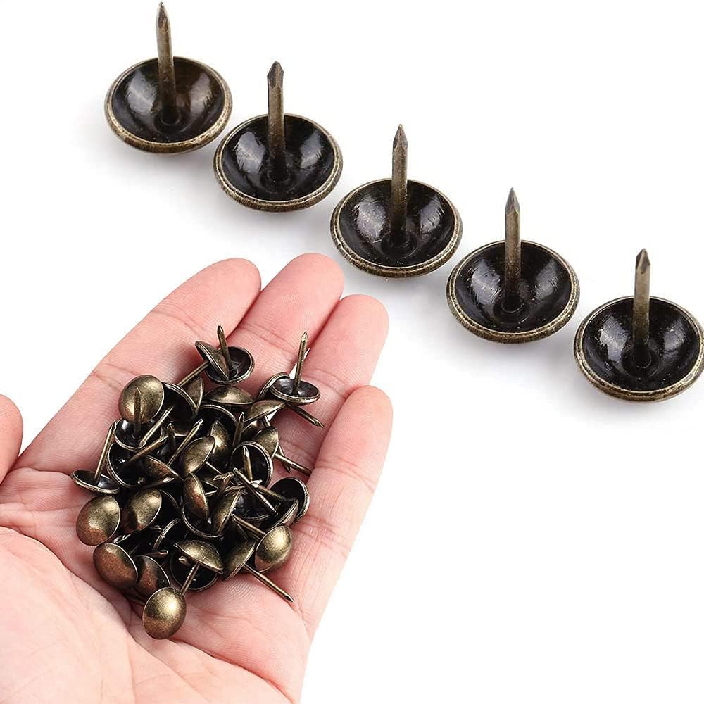 500Pcs Upholstery Tacks, BetterJonny Decorative Furniture Nails Pins 17X11MM Bronze Metal Thumb Tacks for Upholstered Furniture Cork Board, Home Decor