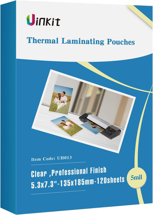Uinkit Photo Laminating Pouches 5x7 inches 5mil Thickness Extra Protection 120Pack Thermal Laminating Sheets Professional Quality,Glossy Clear Laminator Pouch Rounded Corner