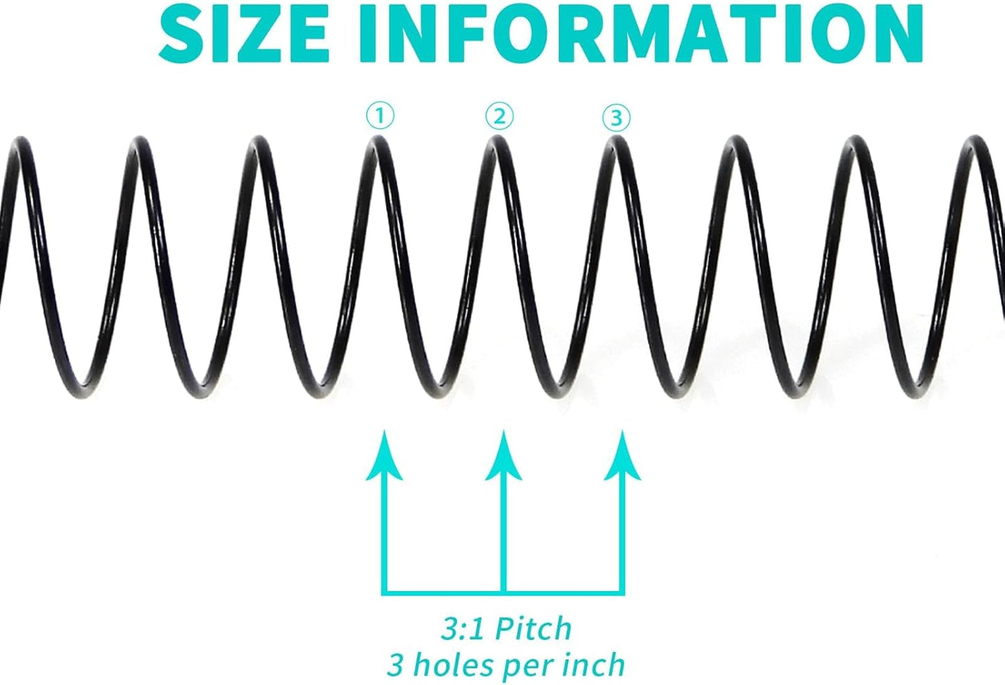 RAYSON 31.8mm Spiral Wire Coil Binding, 3:1 Pitch, 1-1/4" Metal Coils Binding 280 Sheets Capacity, Black Color & Pack of 50