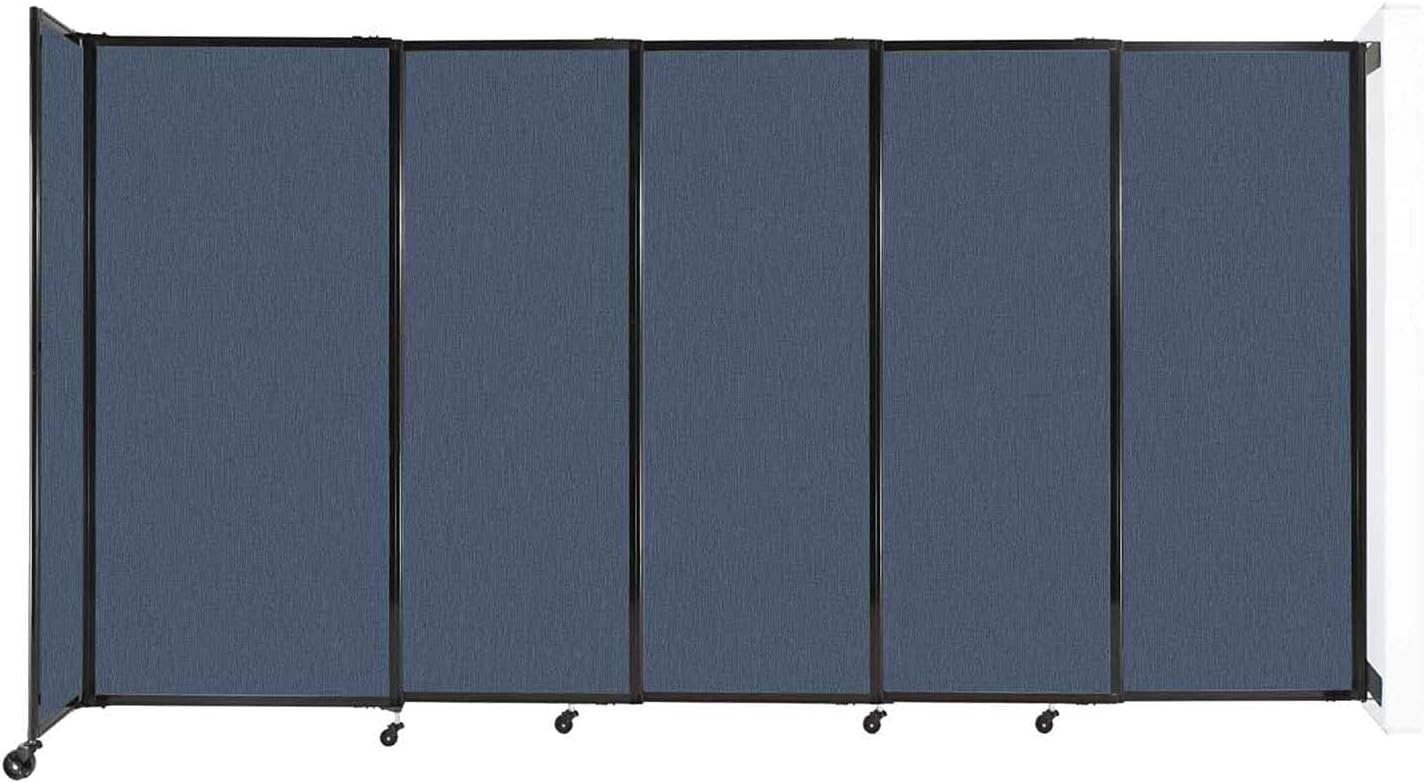 Wall-Mounted Sliding StraightWall Room Divider | Adjustable Widths | Locking Wheels | Room Separator | Up to 11'3" Wide x 6' Tall Ocean Fabric Panels