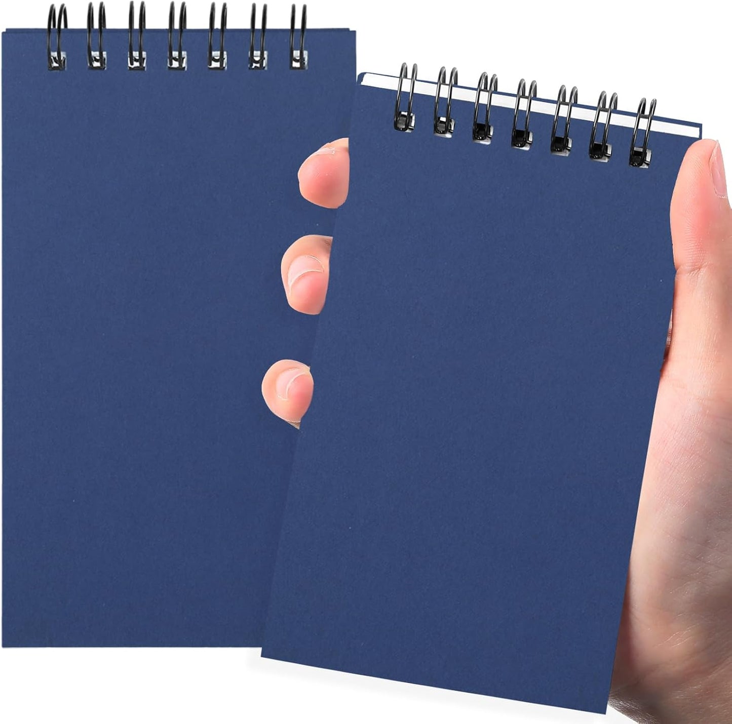 Tenceur 2 Pcs Pocket Notebook Bulk Small 3x5 Inch Spiral Notepads Mini Top Bound Notebook with Lined 120 Pages Ruled Memo Pads for Office College Nurse Essentials Back to School Gift (Blue)