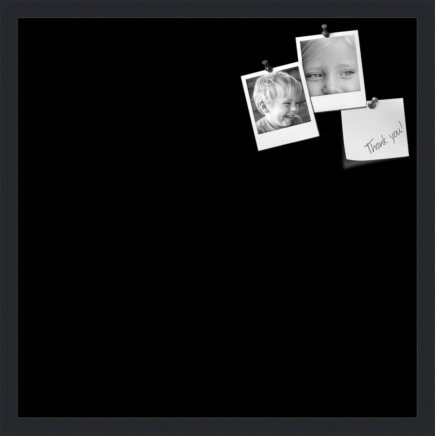 PinPix 22x22 Inch Cork Bulletin Board. This Decorative Framed Pin Board Comes with Solid Black Design and a Satin Black Frame. Ideal for Home Office Decor or Message Board (PinPix-622)