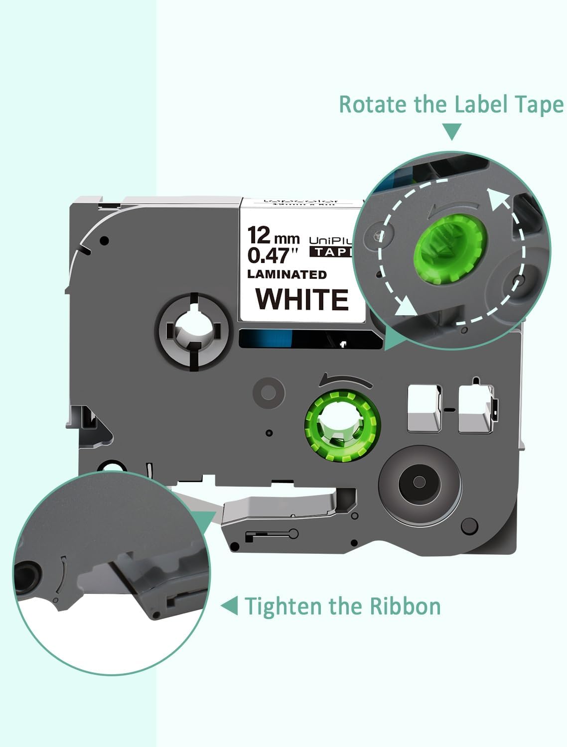 6-Pack 12mm 0.47" Multi-Color Label Tape Compatible for Brother Tze431 Tze531 Tze631 Tze MQG35 MQP35 P Touch Tze Tz Tape 12mm 0.47" Laminated White for PTH110 PTD220 PTD210 PTD400 PTD610BT