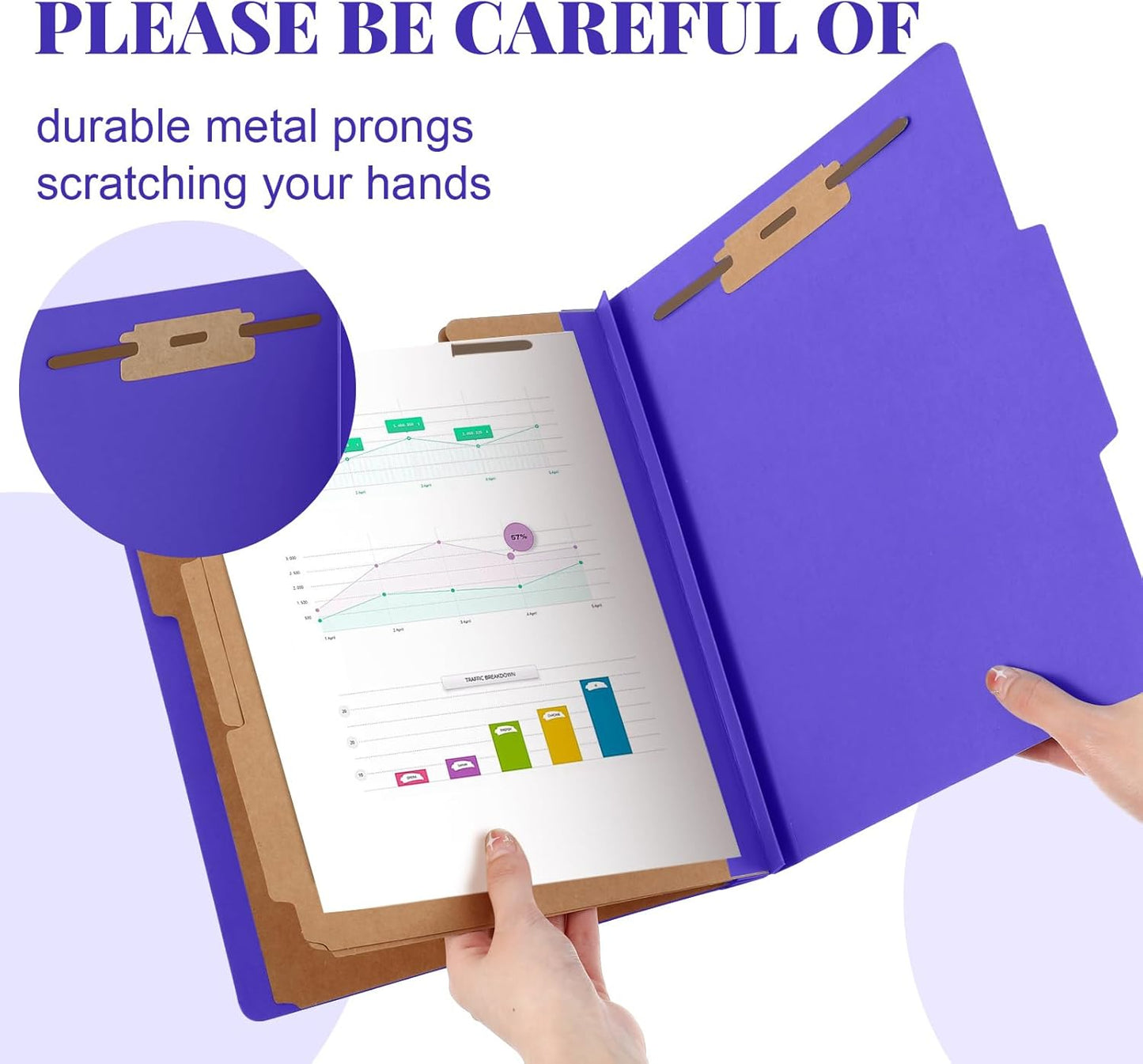 12 Pcs Classification Folders Letter Size, 3 Divider Pressboard File Folder with Fasteners, Expanding File Organizer Bulk for Teachers, Clergy, Office, Church, Christmas Donations (Purple)