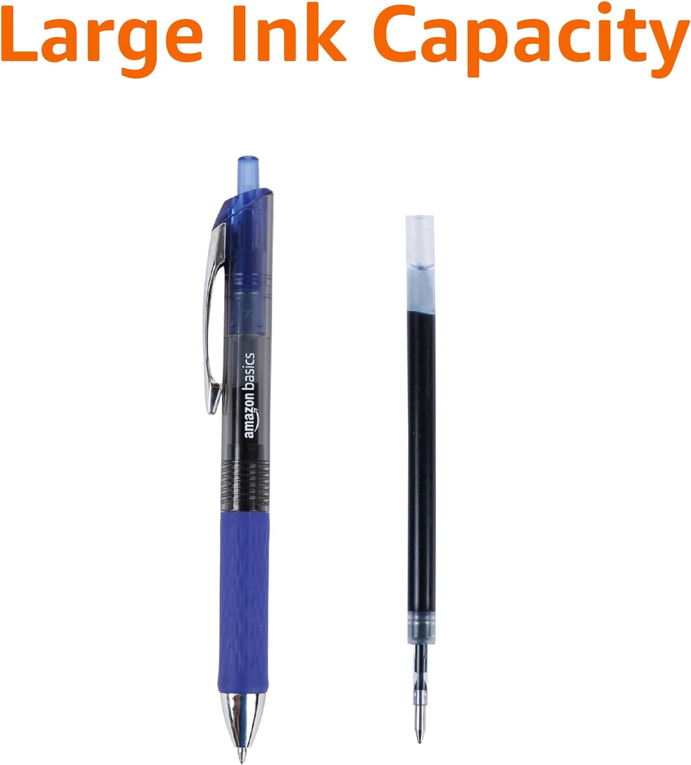 Amazon Basics Gel Pens Fine Point Smooth Writing Pens, Retractable, Blue, 0.7mm, 12 Pack