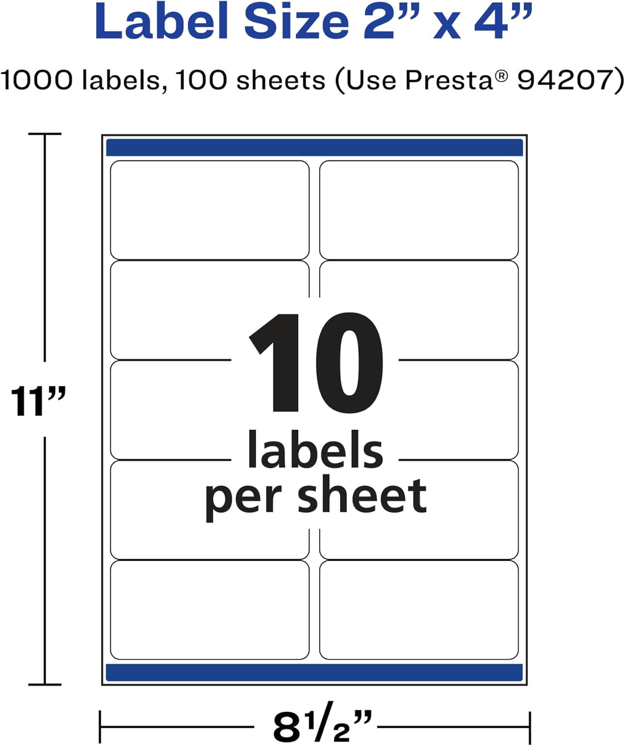Avery Matte White Rectangle Labels, Sure Feed Technology, 2" x 4", 1,000 Matte White Printable Labels
