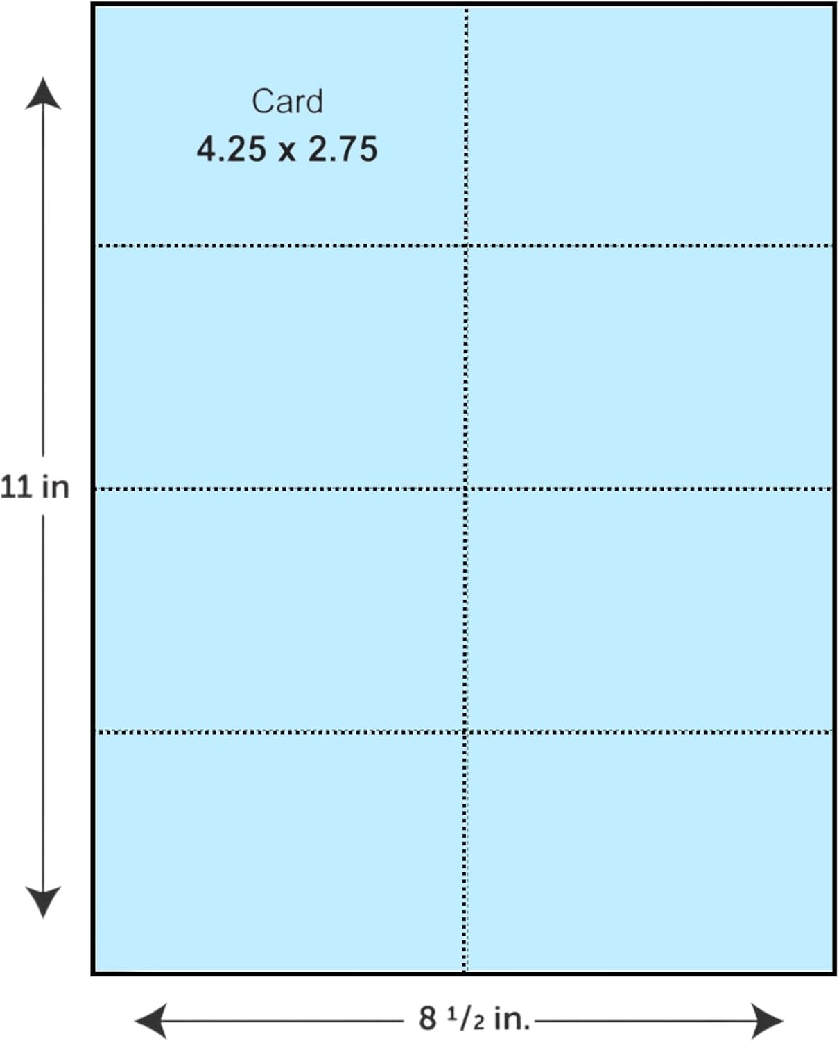 Limited Papers (TM) 8.5x11 Perforated Paper, 20/50 Pound, 75 GSM, Variety of Perforation Sizes and Colors, for Forms, Tickets, Postcards, Business Cards. (White, 8 up)