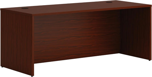 HON MOD Executive Desk 72-Inch Large Computer Desk Shell, Thick Wooden Laminate, Modern Table with Cord Management, 72" W x 30" D x 29" H, Traditional Mahogany
