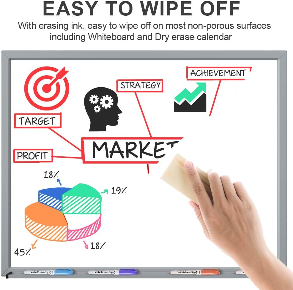 Volcanics Dry Erase Markers Low Odor Fine Whiteboard Markers Thin Box of 30, 10 Colors