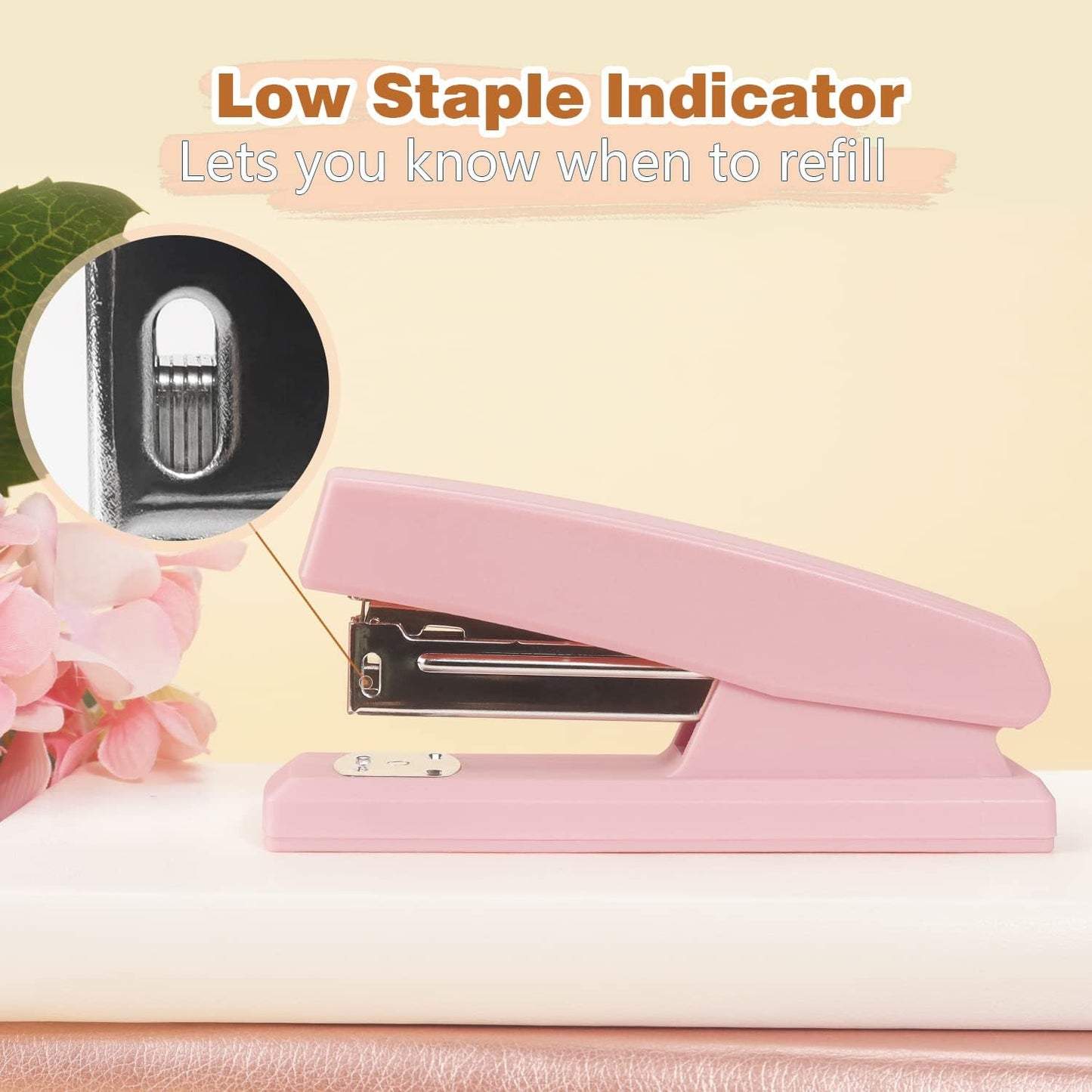 Tamaki Stapler, Office Stapler, Small Staplers for Desk, Pink