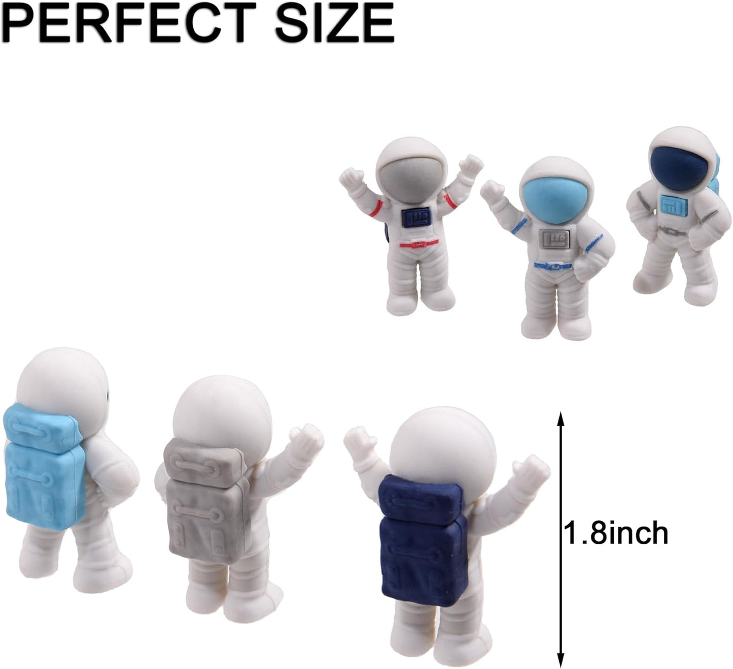 18Pcs Cute Outer Space Themed Erasers for Kids Bulk, Kawaii Fun Spaceman Desk Pet Pencil Erasers for School Classroom Supplies Prize Gifts Party Favors