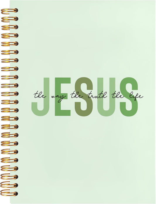 Boho Christian Notebook Journal, Christian Gifts for Women, Bible Notebooks for Note Taking, Bible Journaling Notebook, Jesus the Way the Truth the Life Hardcover Spiral Notebook 5.5x8.3 green