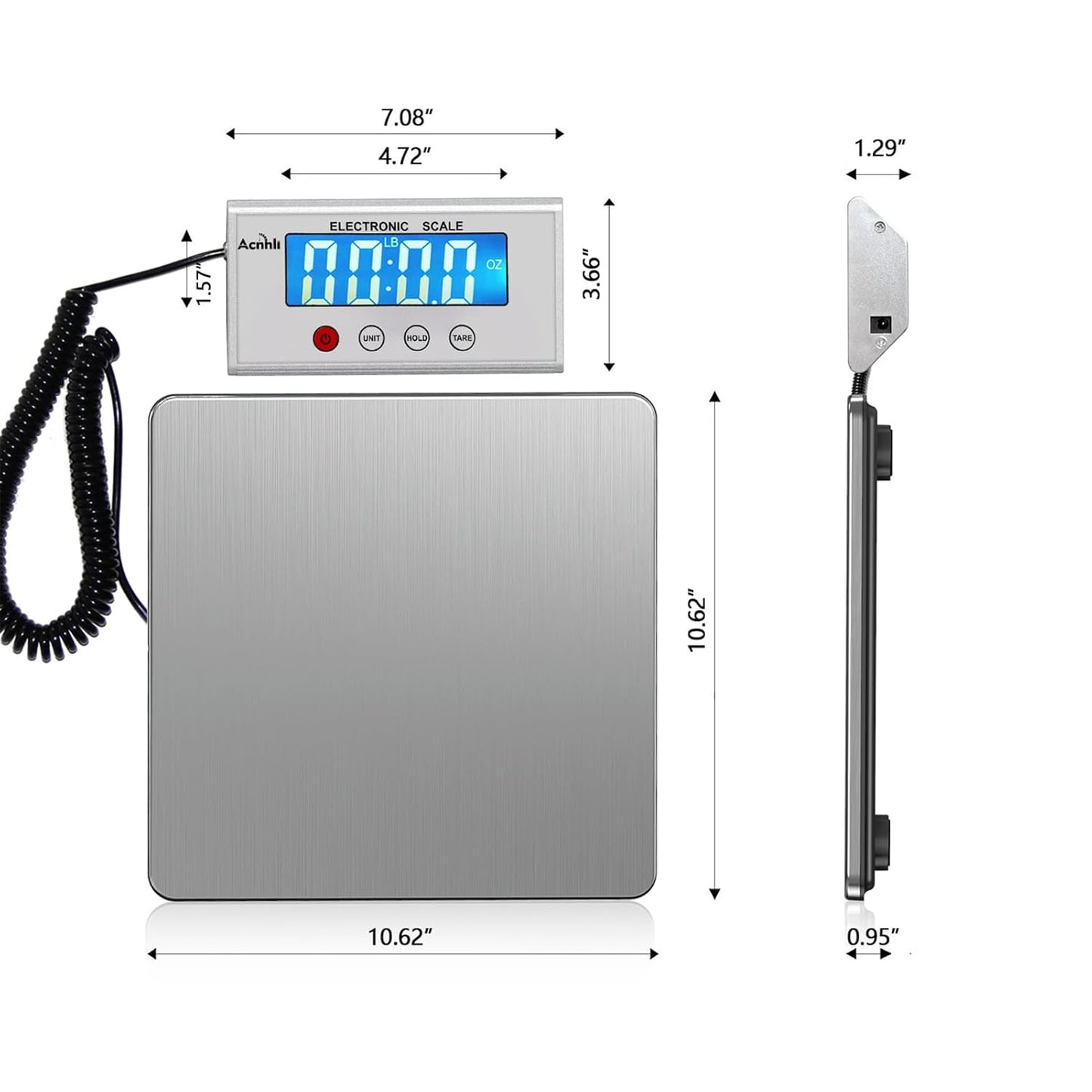 Digital Shipping Scales 440 pounds, Stainless Steel Heavy Duty Postal Scale for Warehouses, Homes, Offices, and Courier Companies, Including Product Manuals and adapters