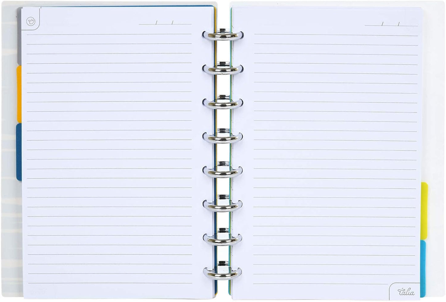 Talia Discbound Notebooks, Planner, Customizable, (yMarble Flow Turquoise w/Silver Discs, Junior (5.5in x 8.5in))