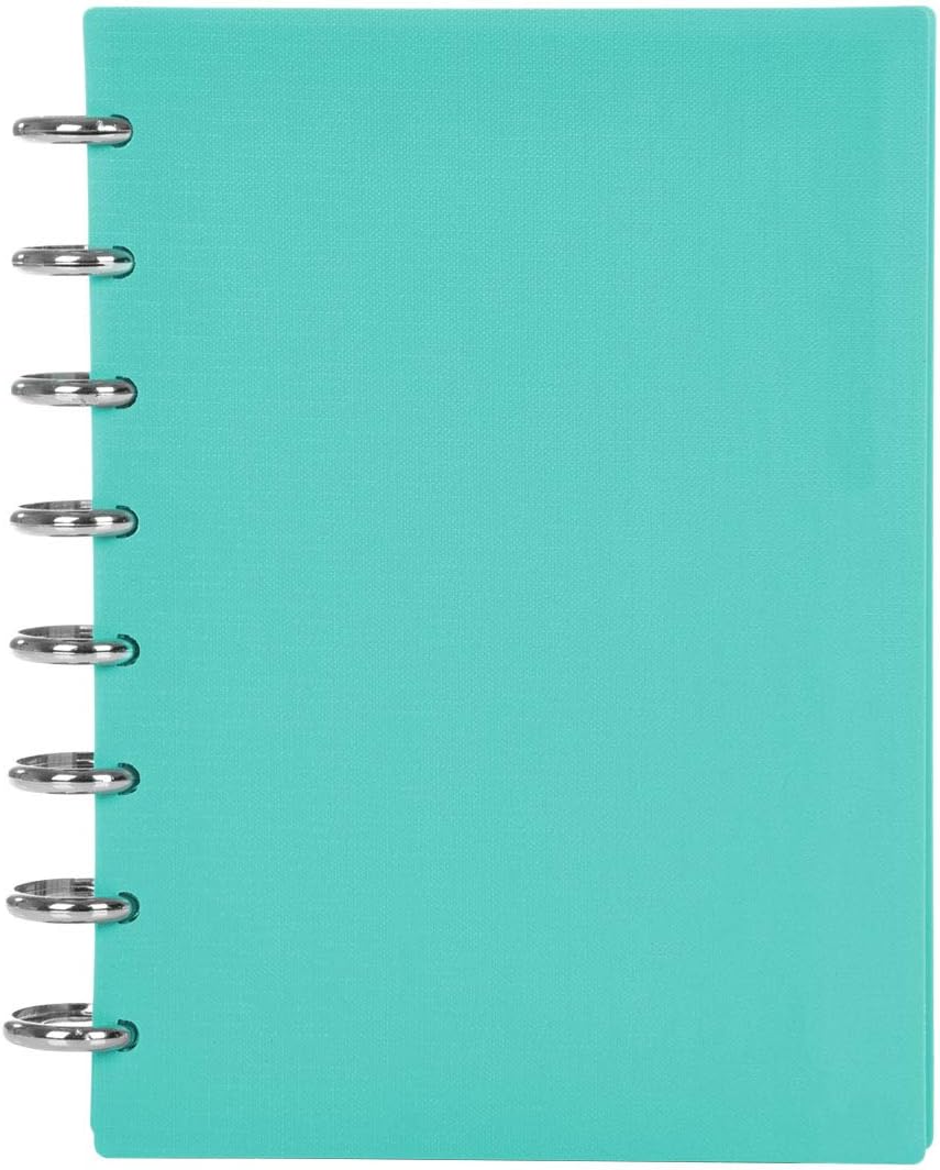 Talia Discbound Notebooks, Planner, Customizable, (yCelestial Turquoise w/Silver Discs, Junior (5.5in x 8.5in))