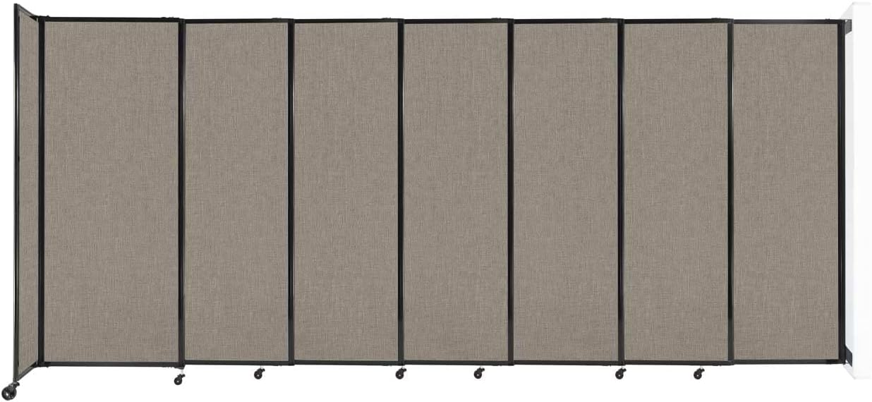 Wall-Mounted Sliding StraightWall Room Divider | Adjustable Widths | Locking Wheels | Room Separator | Up to 15'6" Wide x 6'10" Tall Warm Pebble Fabric Panels