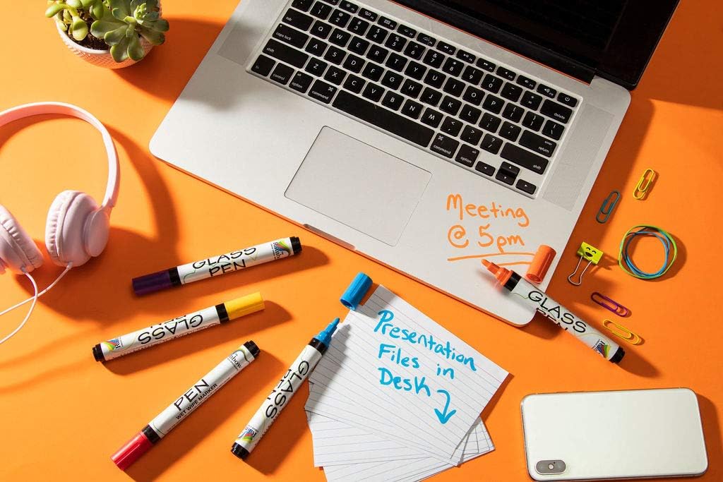 Glass Pen Window Marker: Liquid Chalk Pens for Glass, Whiteboard Markers with Washable Paint - Graduation, Car Windows, Mirror Pen, Storefront, Wedding, Parade, Party & Holiday (Brown, Fine Tip)