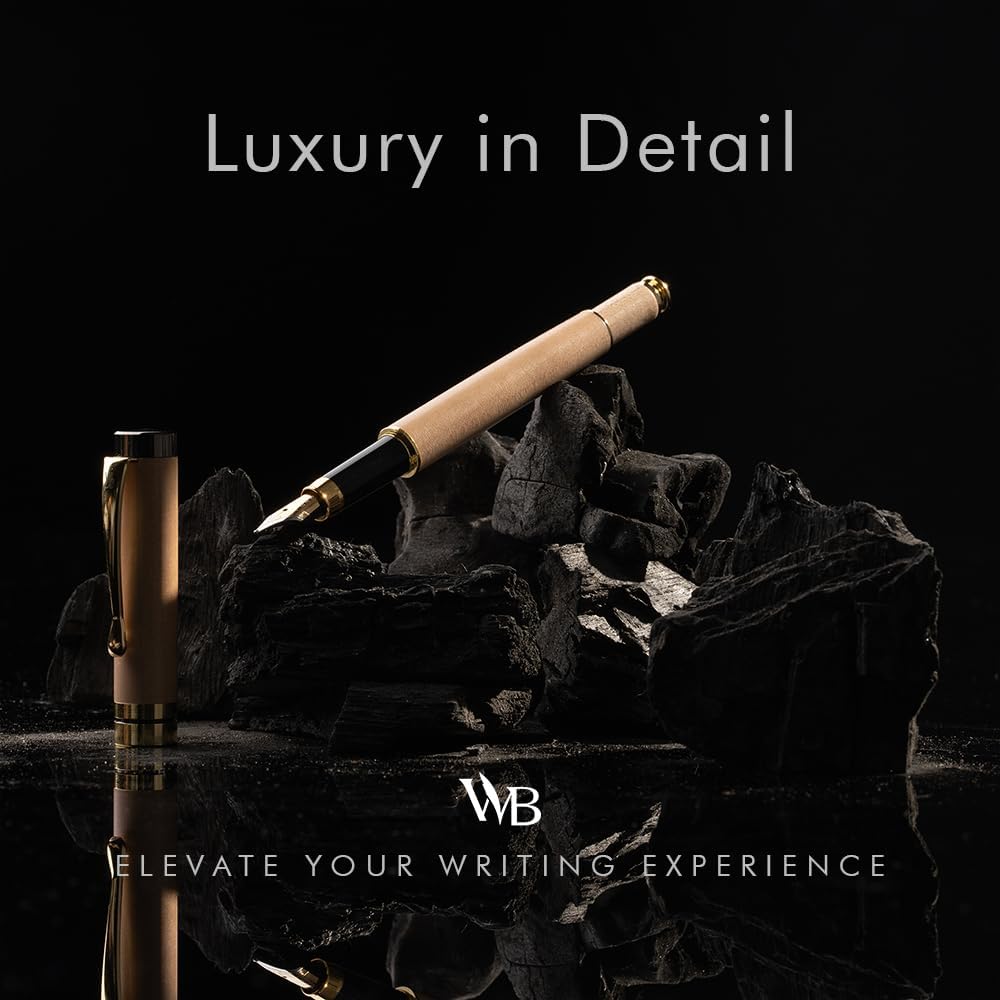 Wordsworth & Black Fountain Pen Set, Luxury Bamboo Wood - Fine Nib, Gift Case; Includes 6 Ink Cartridges, Ink Refill Converter -Journaling, Calligraphy; Drawing, Smooth Writing [Maple Wood]