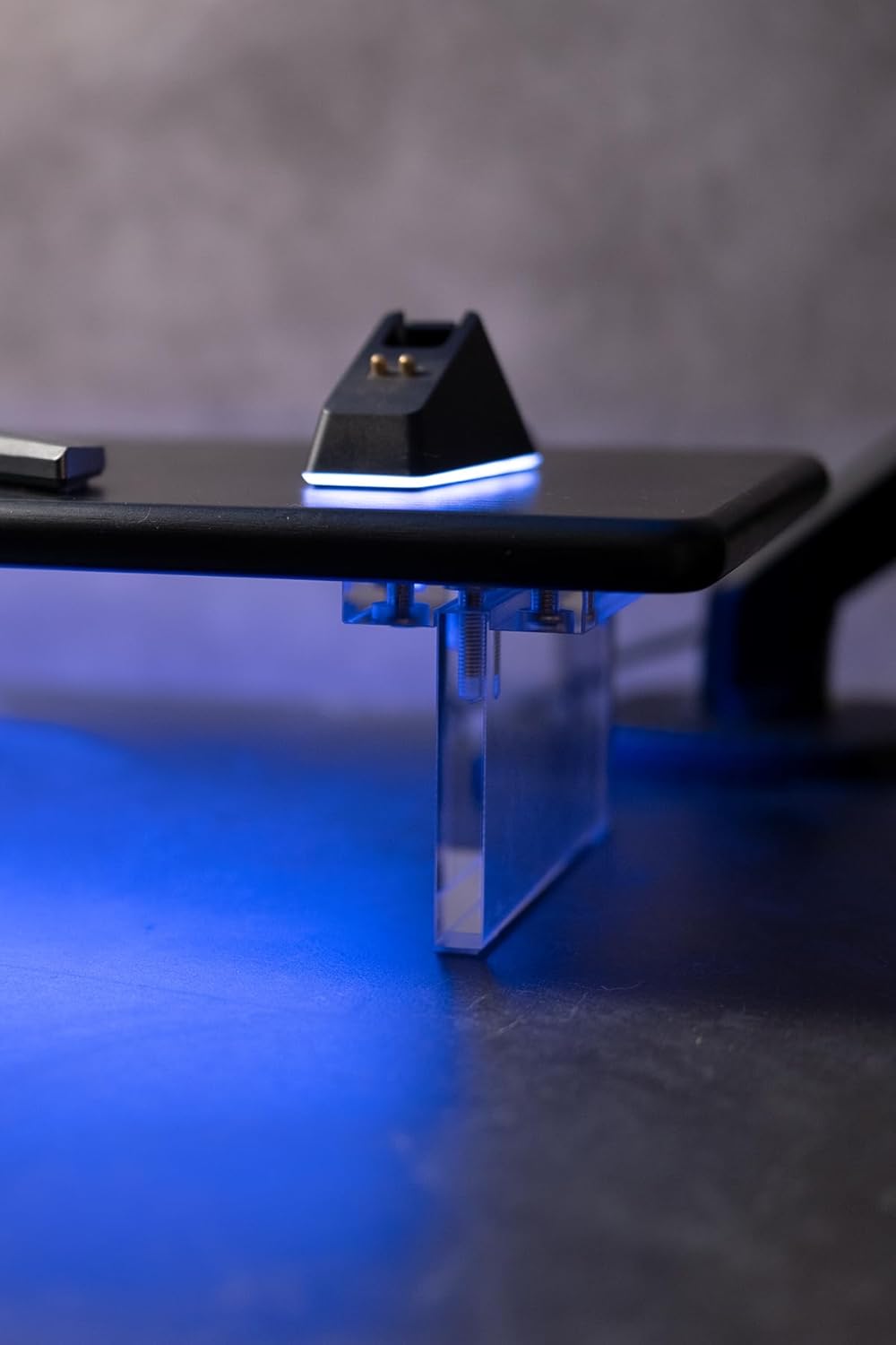 Bamboo Monitor Stand Riser with RGB Lights,31.5 Inches Desktop Shelf with Acrylic Legs Supports for Desk, PC Computer Monitor, Laptops, Printer, Speakers (Black)