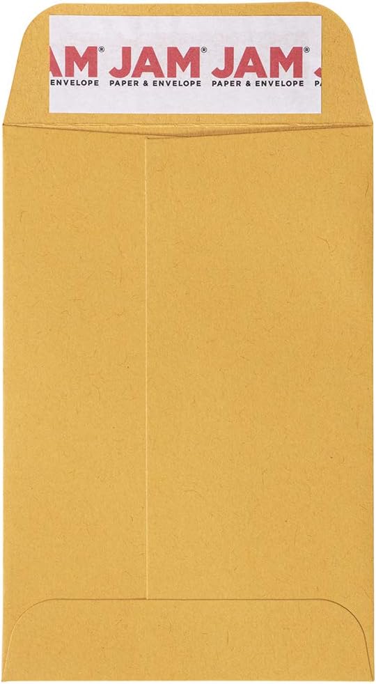 JAM PAPER #4 Coin Business Commercial Envelopes with Peel and Seal Closure - 3 x 4 1/2 - Brown Kraft Manila - 100/Pack