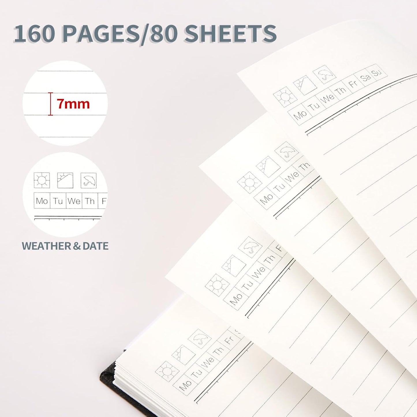 Spiral Journal Notebook with 160 Lined Pages – Hardcover Writing Journal with Gold Twin-Wire Binding, A5 College Ruled Notebooks for Work, School, Travel, Diary, Gift for Women & Men Red