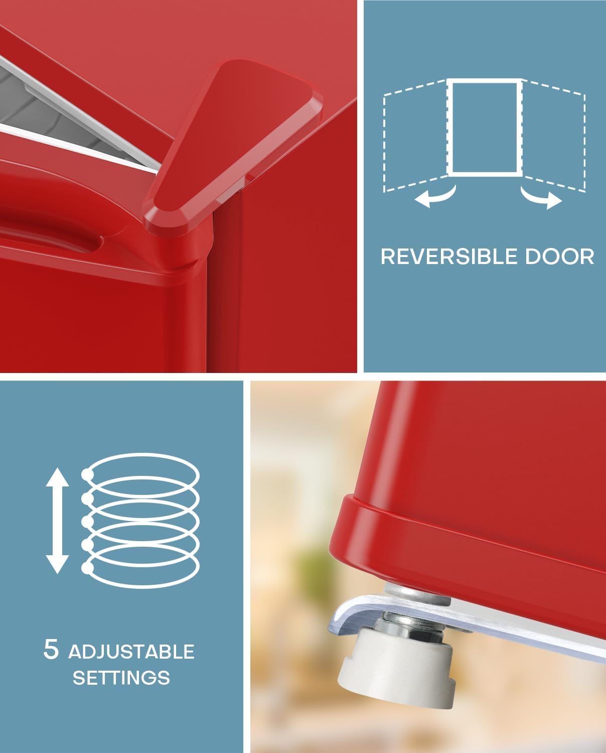 Upstreman 1.7 Cu.ft Mini Fridge with Freezer, Dorm Essentials, Adjustable Thermostat, Energy Saving, Low Noise, Single Door Compact Refrigerator for Dorm, Office, Bedroom, Red-FR17