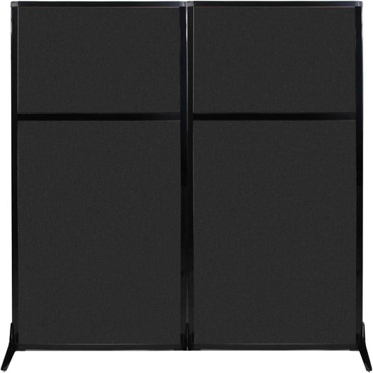Versare Office Workstation Screen | Portable Wall Divider | Modern Cubicle | Freestanding Privacy Screen | Flexible Work Space | 2 Panels | 66" Wide x 70" Tall Black SoundSorb Panels