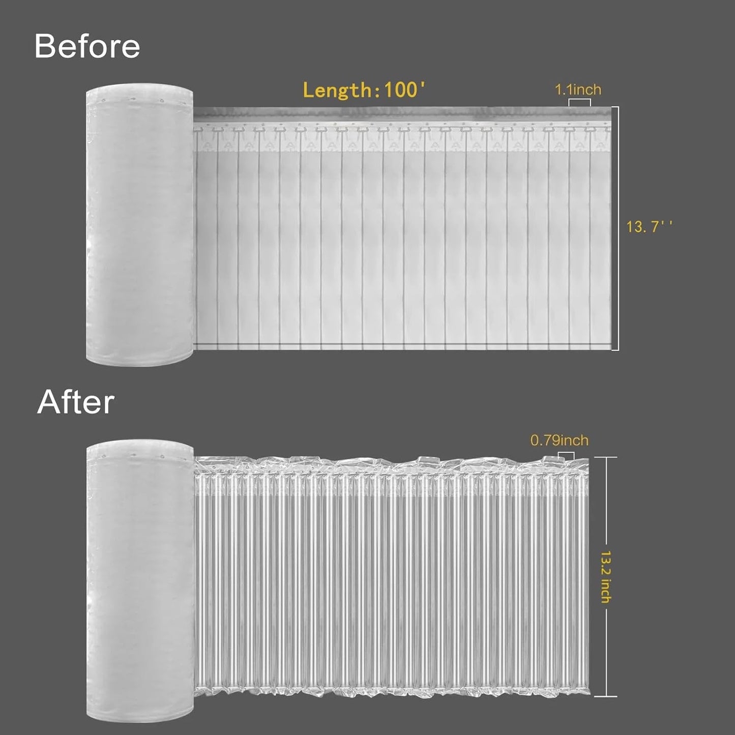 Large Bubble Cushioning Wrap for Packing 13.7inch*100feet, Inflatable Air Pillows for Shipping & Heavy Duty Moving Supplies Reusable Recyclable Packing Material for Fragile Items