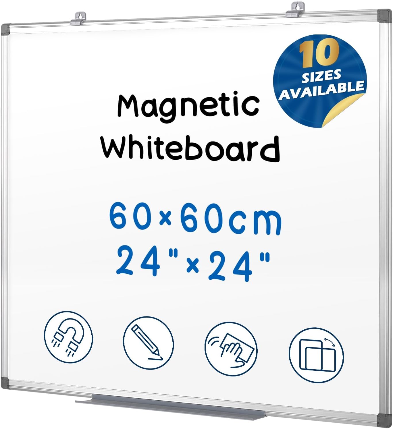 24"x24" Magnetic Whiteboard Wall Mount Dry Erase Board for Home Office, Dorm Room, Cubicle | Square White Board | Space-Saving White Board