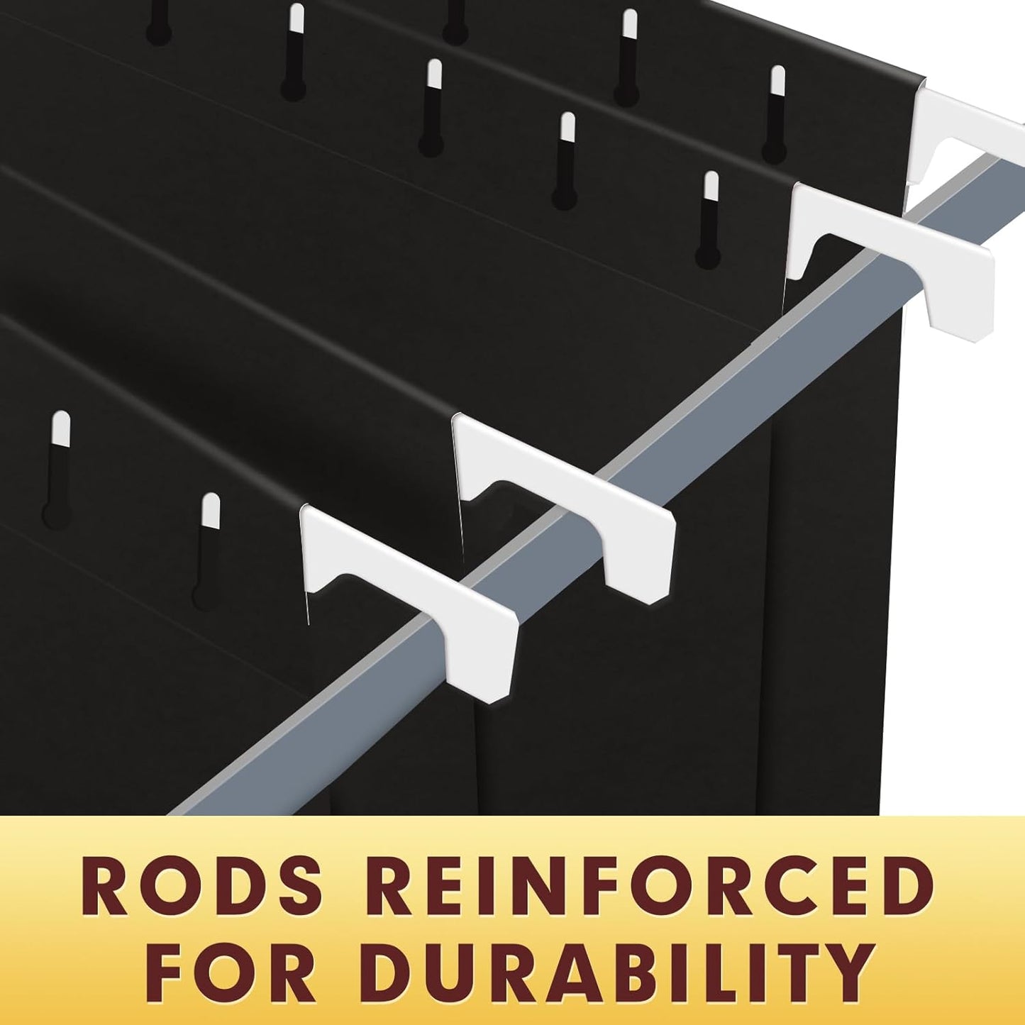 HERKKA Hanging File Folders, 60 Pack Reinforced Letter Size Hanging Folders, Designed for Bulky Files, Filing Cabinet, 1/5-Cut Adjustable Tabs (Black)