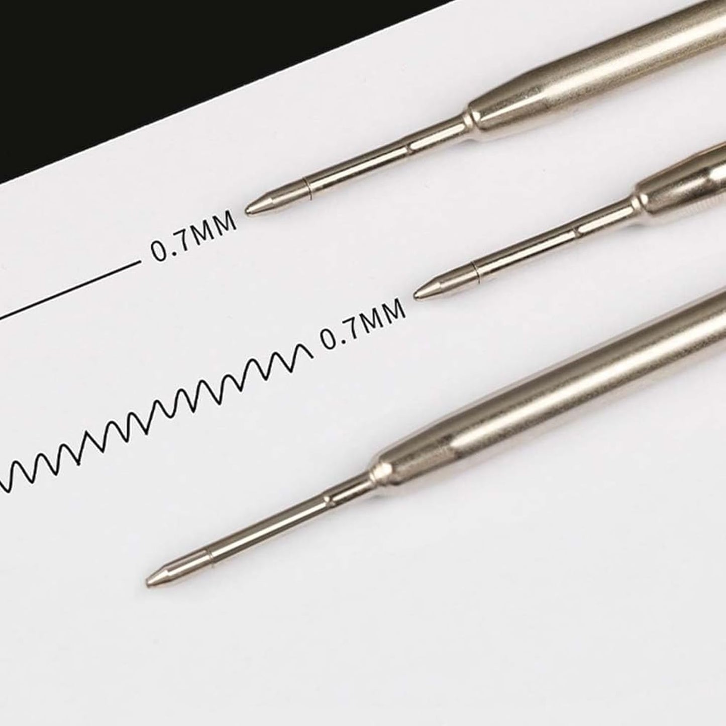 PapaBear Ballpen Medium Point Black Ink Refill Pack of 5-Replaceable Ballpoint Pen Refills - Metal Pen Refill (Blue)