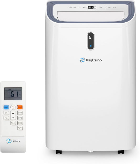 14,000 BTU Portable Air Conditioners for 700 Sq.Ft, 4-in-1 Room Air Conditioner with Cooling, Heating, Dehumidifier, Fan, Remote, Sleep Mode, Auto Swing, 24H Timer, Self-Evaporating Portable AC Unit