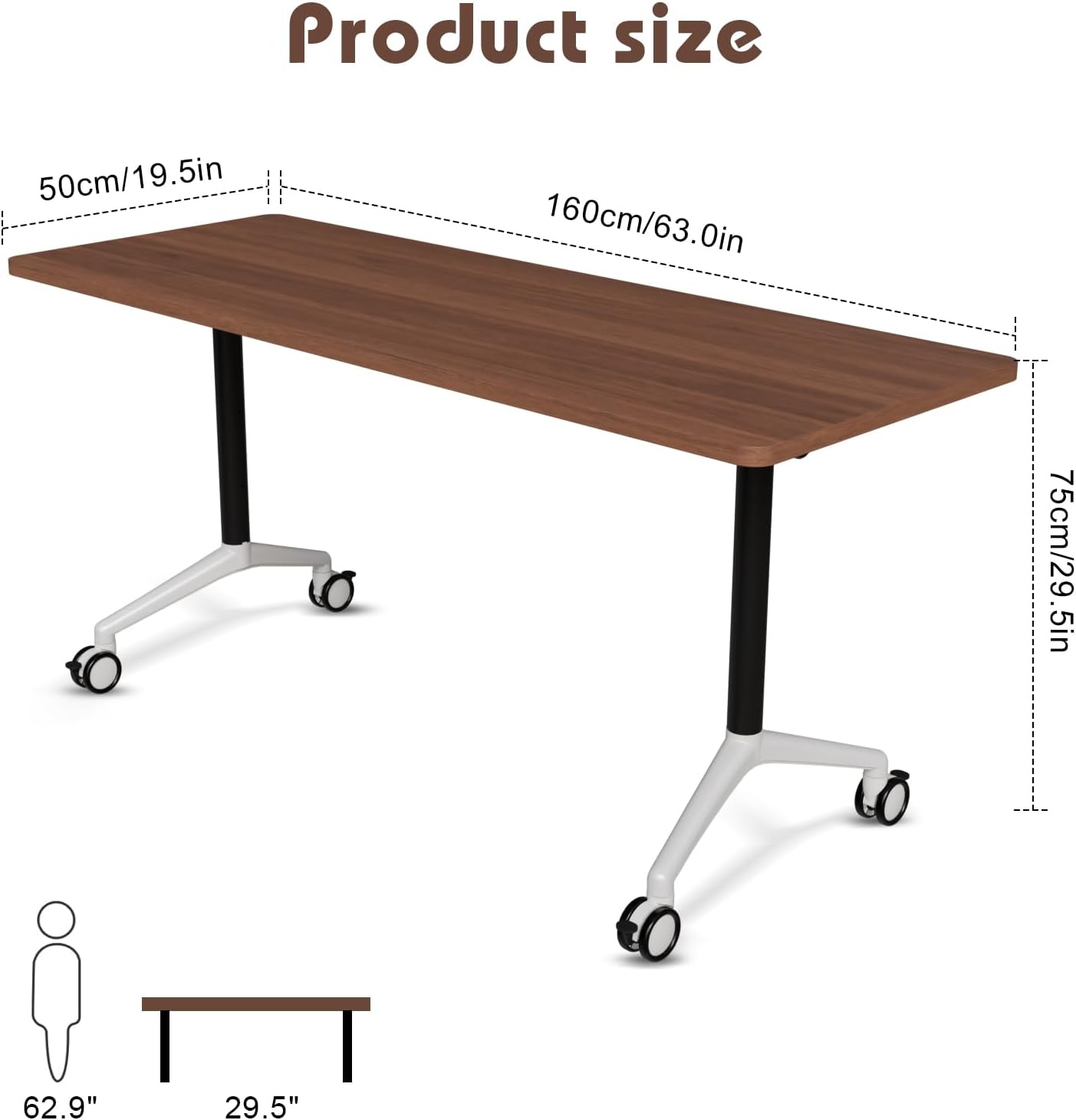 Conference Room Table with Flip-Top Design for Dynamic Meetings, Business Table Computer Desk with Heavy-Duty Frame,Foldable Seminar Meeting Tables for Home Office (2, A, 61IN)