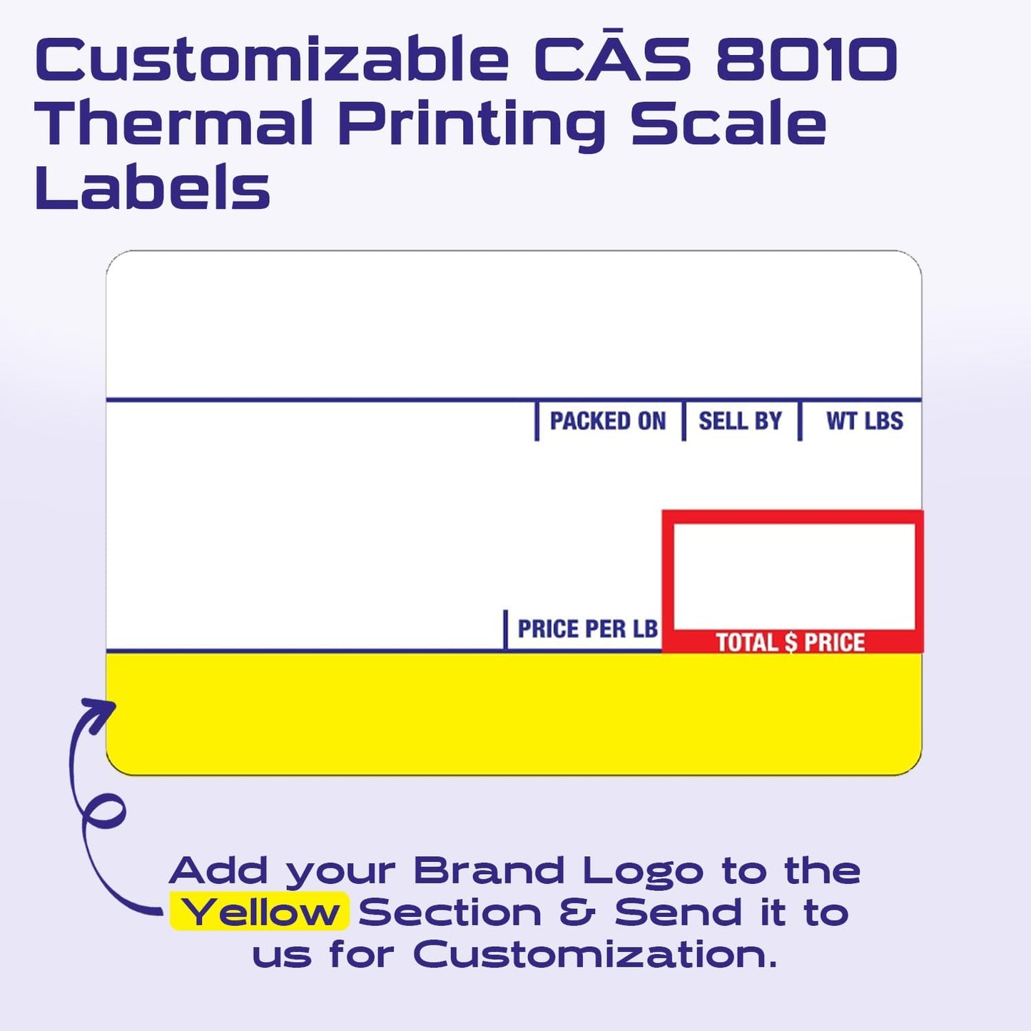 CEPRICO - Customizable CĀS Scale Labels - 144 Rolls of Thermal UPC Printing Scale Labels – Compatible with CĀS LST-8010 | Ideal for Supermarkets, Retailers and Grocery Stores