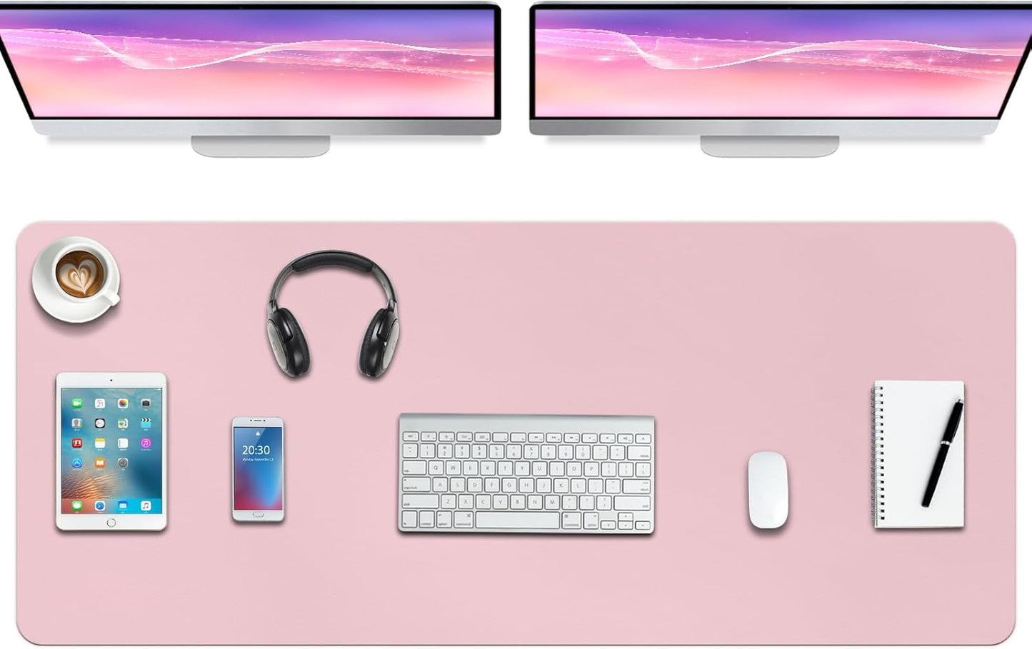 Boutilon Leather Desk Pad Protector,Non-Slip Mouse Pad,Laptop Desk Pad,Office Mouse Mat,Waterproof Leather Desk Blotter,Desk Writing Pad for Office and Home (XXXL-Light Pink,47"x 24")