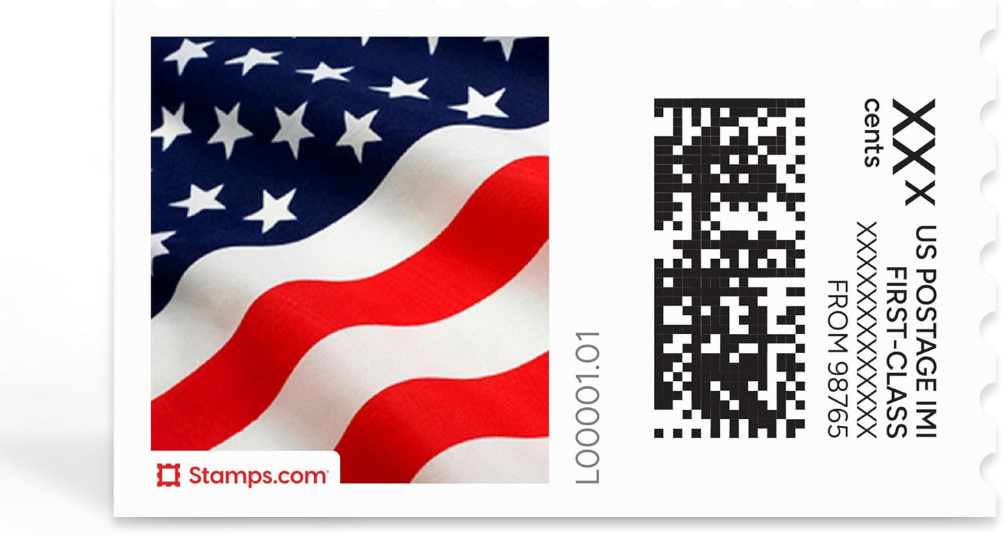 Stars & Stripes NetStamps 120-Pack (5 Sheets) Printable Postage Labels (Stamps.com Subscription Required) - Print Approved Postage - Inkjet & Laser Printers - Business, Personal, Home